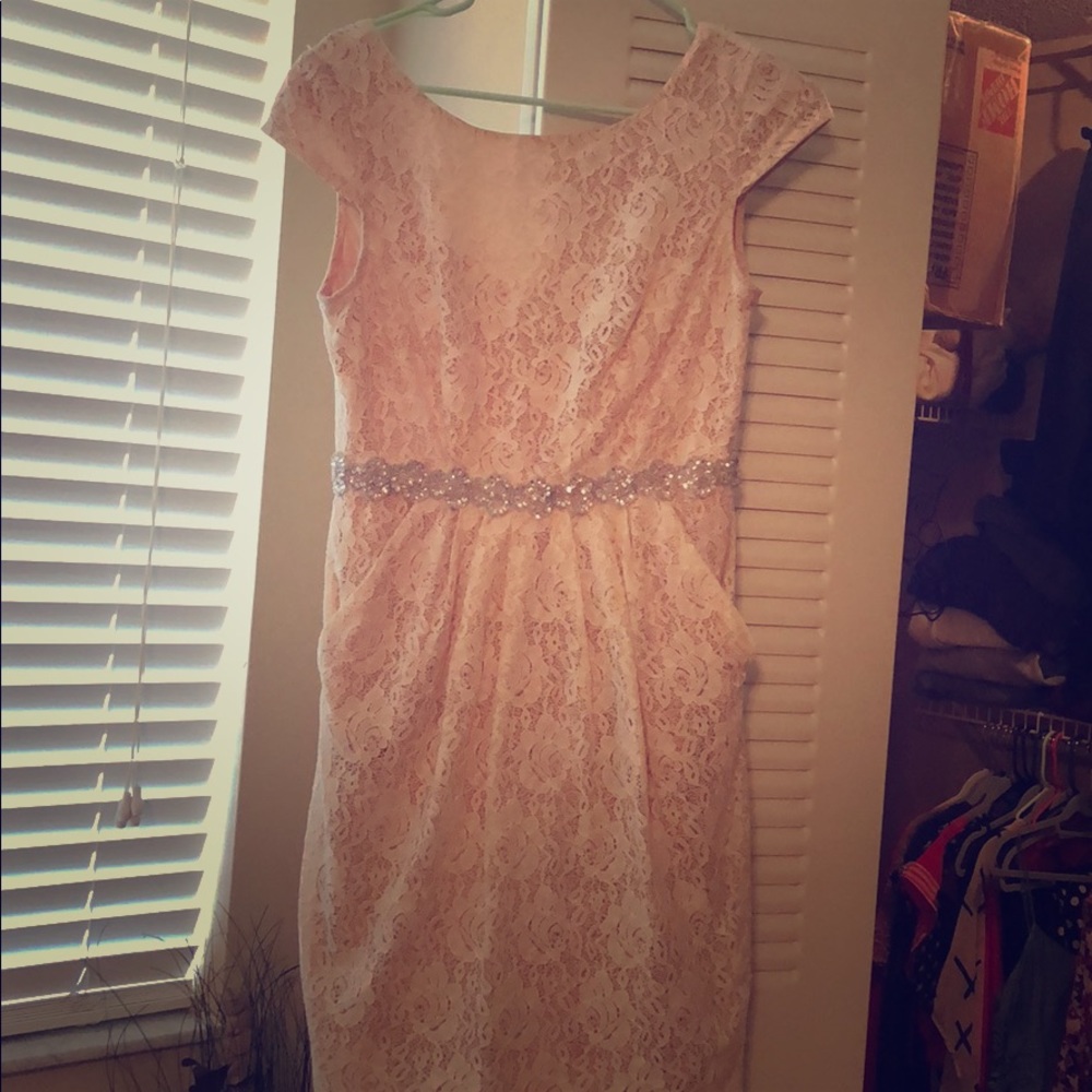 Lace dress with crystal embroidering